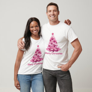 Feliz Natal - T-shirt de Natal rosa
