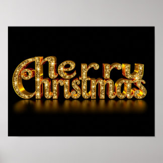 Feliz Natal Tipografia de Luxo Poster Papel H49