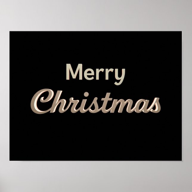 Feliz Natal Tipografia Luxuosa Poster Papel H01 (Frente)