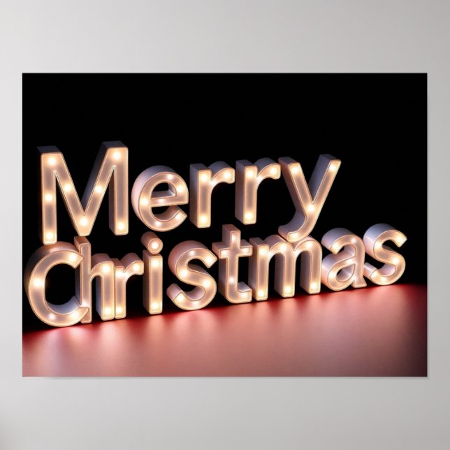 Feliz Natal Tipografia Luxuosa Poster Papel H06 (Frente)