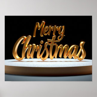 Feliz Natal Tipografia Luxuosa Poster Papel H33