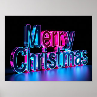 Feliz Natal Tipografia Luxuosa Poster Papel H41