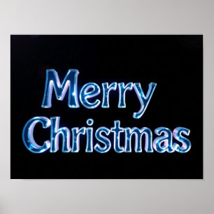 Feliz Natal Tipografia Luxuosa Poster Papel H42