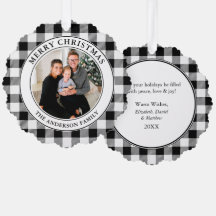 Feliz Natal Trendy Black White Xadrez