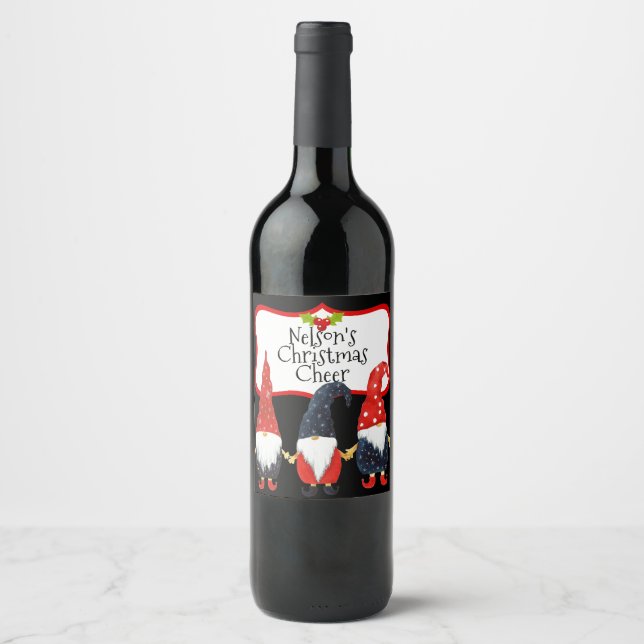 Feliz Natal Três Elfos - Etiqueta de Vinho Persona (Frente)
