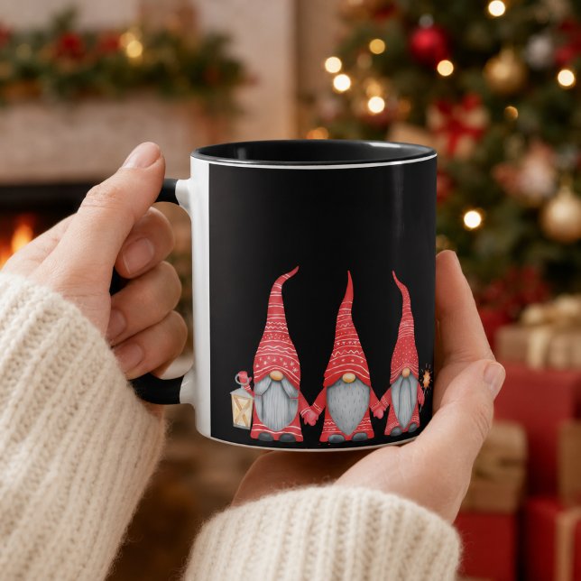 Feliz Natal Três Gnomo Vermelhos Caneca de Café Pr (Criador carregado)