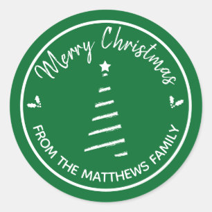 Feliz Natal Verde Do Autocolante De Nome Personali