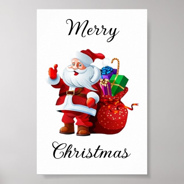 Feliz Natal Vintage Retro Santa Claus Poster (Frente)