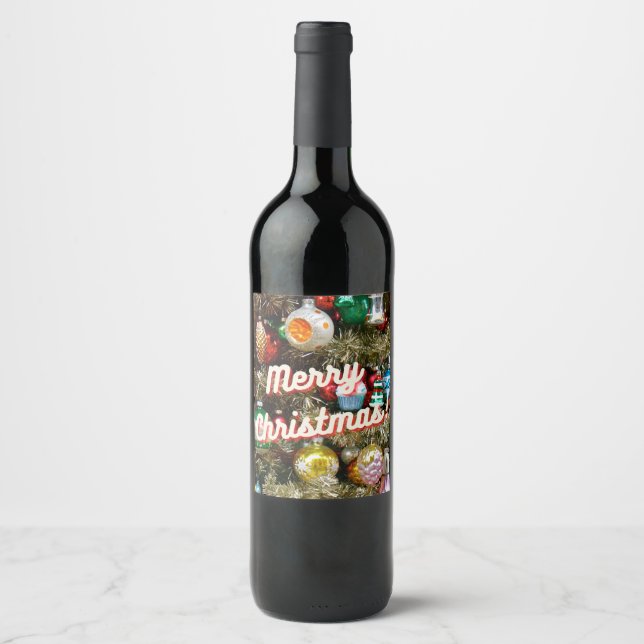 Feliz Natal Vintage! Rótulos de Garrafa (Frente)