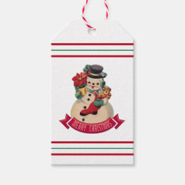 Feliz Natal - Vintage Snowman - Etiqueta de Presen