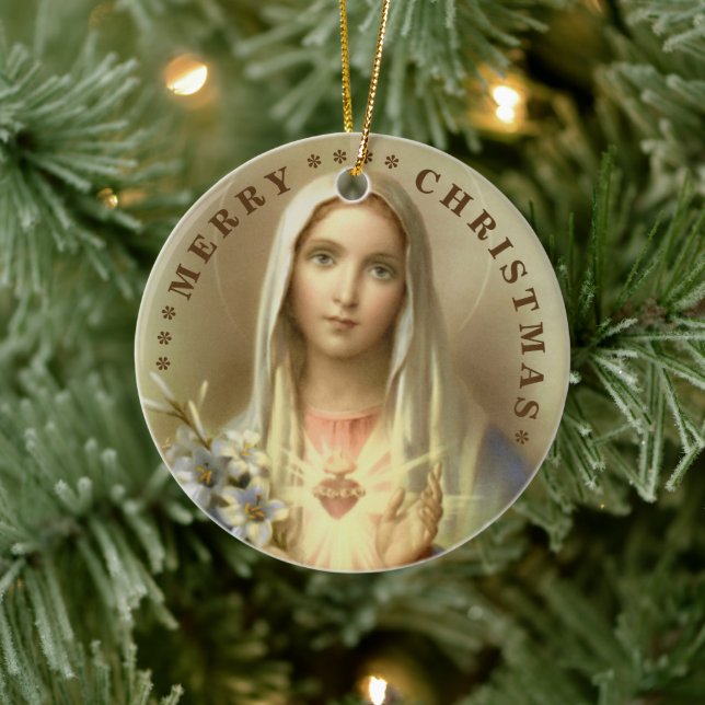 Feliz Natal | Virgem Maria | Enfeite de Cerâmica (Árvore)
