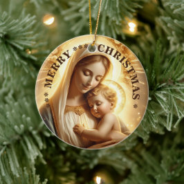 Feliz Natal | Virgem Maria | Enfeite de Cerâmica