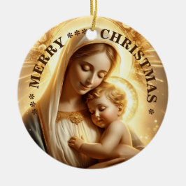 Feliz Natal | Virgem Maria | Enfeite de Cerâmica