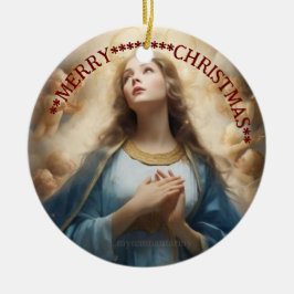 Feliz Natal | Virgem Maria | Enfeite de Cerâmica