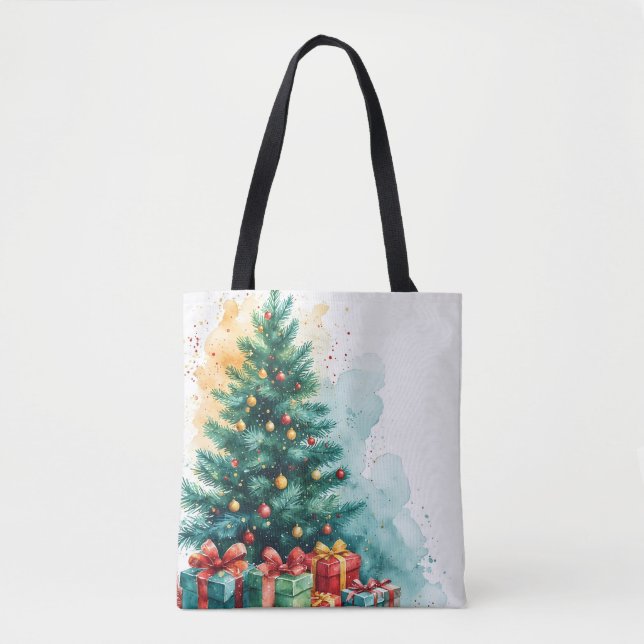 Feliz Natal Watercolor Art Bolsa (Frente)