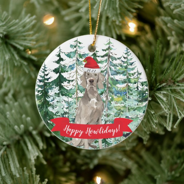 Feliz Natal Weimaraner Cão Enfeite de Natal (Árvore)
