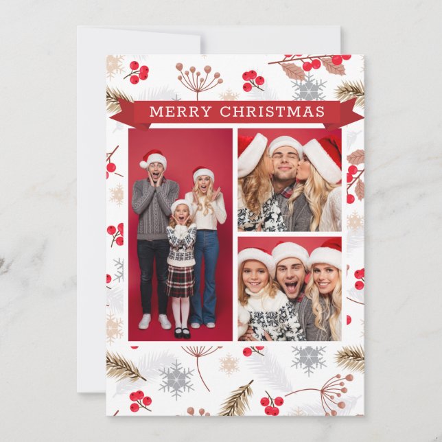 Feliz Natal Winter Modern Fir Holly 3 Foto (Frente)