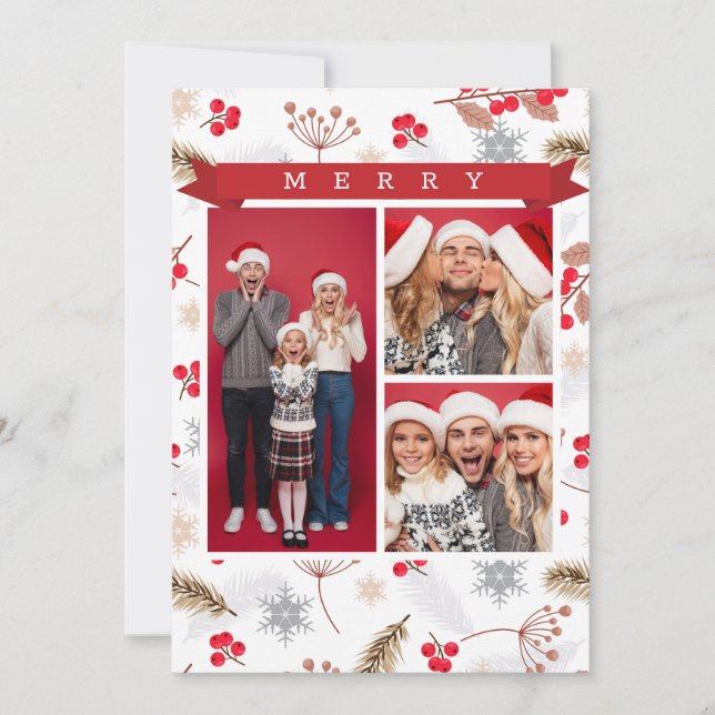 Feliz Natal Winter Modern Fir Holly 3 Foto (Frente)