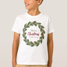 Feliz Natal Wreath T-Shirt para Criança