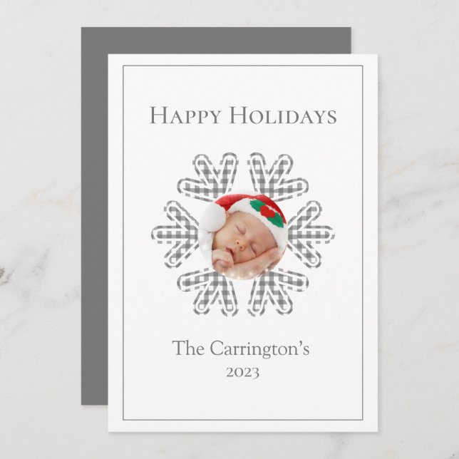 Feliz Natal Xadrez Snowflake Foto Sasonal (Frente/Verso)