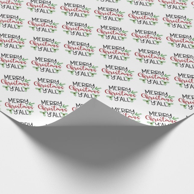 Feliz Natal Y'all papel de embrulho tipográfico (Ponta)