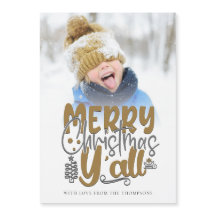 Feliz Natal Y'All Photo Artsy Script Magnet