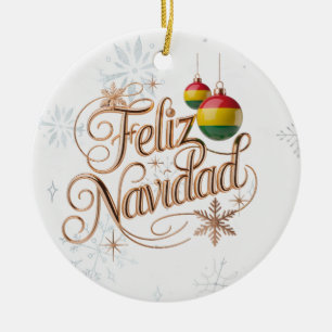 Feliz Navidad Bolívia Enfeite de Natal Personaliza