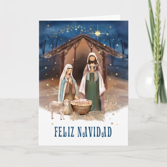 Feliz Navidad. Cartões de cena de natividade em es (Frente)