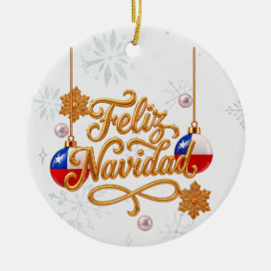 Feliz Navidad Chile Enfeite de Natal Personalizado