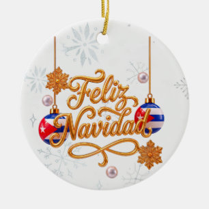 Feliz Navidad Cuba Enfeite de Natal Personalizado