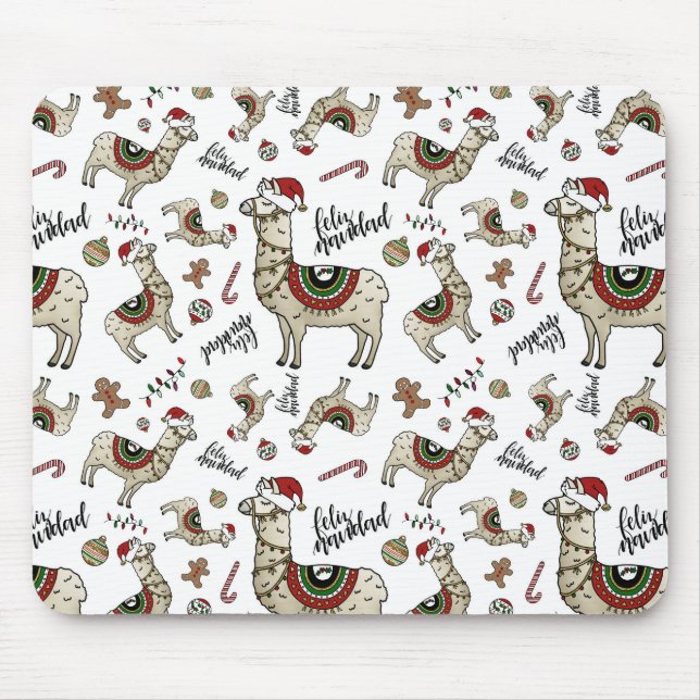 Feliz Navidad Llama Mousepad (Frente)
