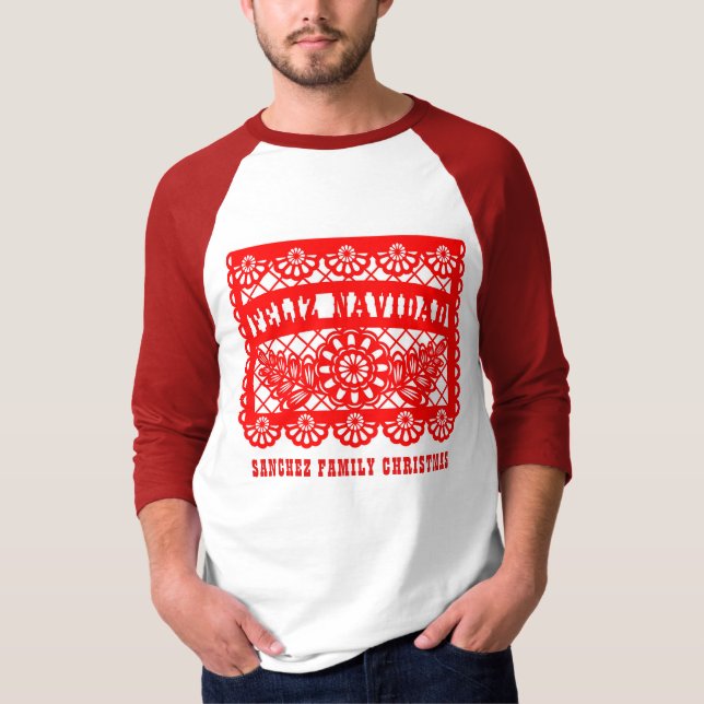 Feliz Navidad Papel Picado T-Shirt (Frente)