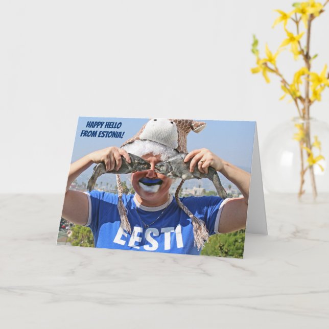 Feliz Olá Do Cartão De Saudação Da Estônia! (Flor Amarela)