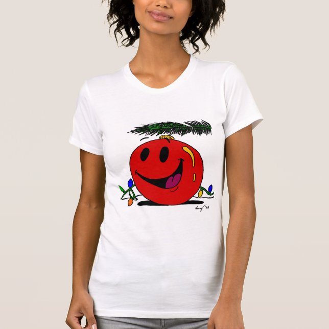 Feliz Ornament Mulher Petite T-Shirt (Frente)