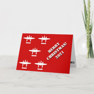 Feliz P-38 Natal 2021 Cartão vermelho e branco