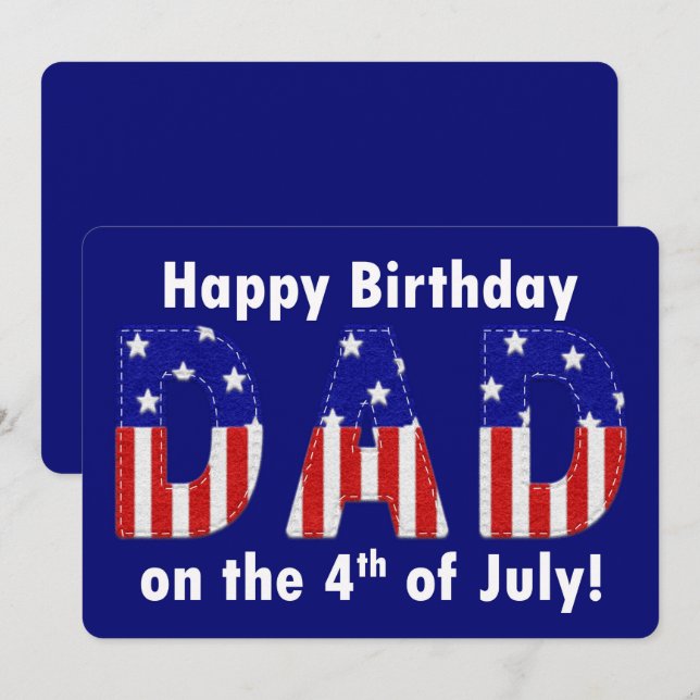 Feliz Pai de aniversário Feliz Olhar 4 de julho (Frente/Verso)
