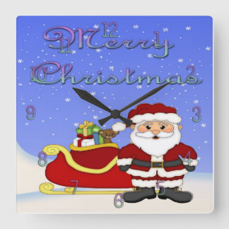 Feliz Papais noeis de Natal Relógio de Parede Quad