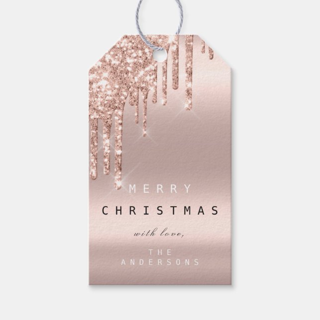 Feliz Para Feriado Glitter De Etiqueta De Presente (Frente)