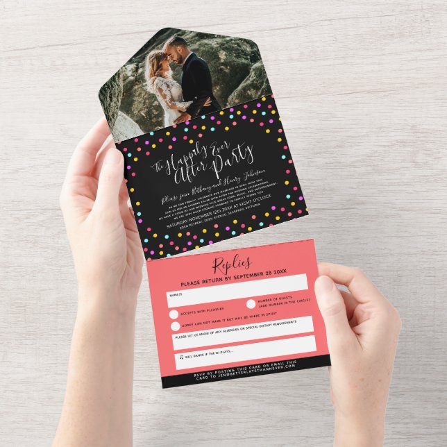 Feliz para sempre após festa de casamento confetti (Aba destacável)