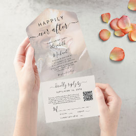 Feliz para Sempre Código QR Foto Creme Casamento