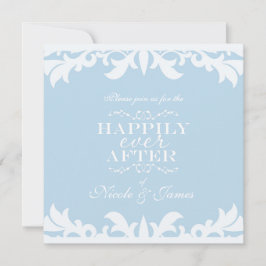 FELIZ PARA SEMPRE Convite de Casamento Azul Elegan