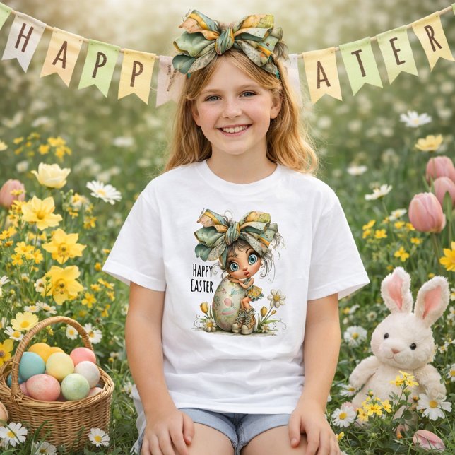 Feliz Páscoa – Camiseta Laço Doce Primavera para C (Criador carregado)