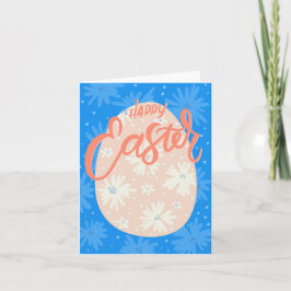 Feliz Páscoa Cartão de saudação fofo com flores e 