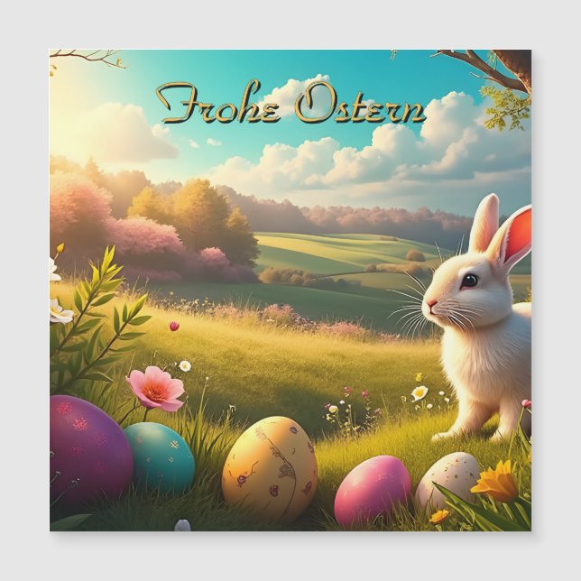 Feliz Páscoa em uma paisagem de primavera (Frente)