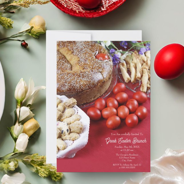 Feliz Páscoa Grega com Cartão de Pão Tsoureki (Indulge in tradition with Tsoureki Bread: Happy Greek Easter!)