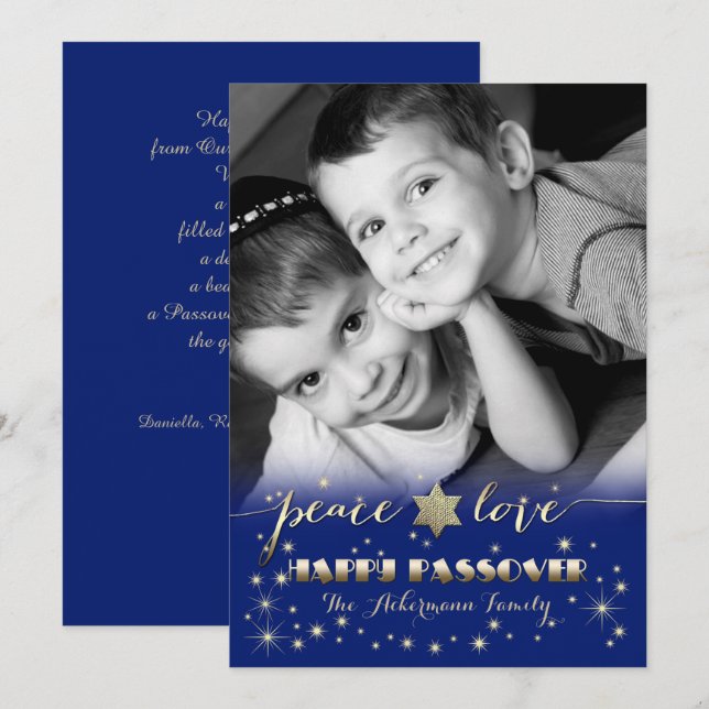 Feliz Passover. Cartão com fotos Personalizado (Frente/Verso)