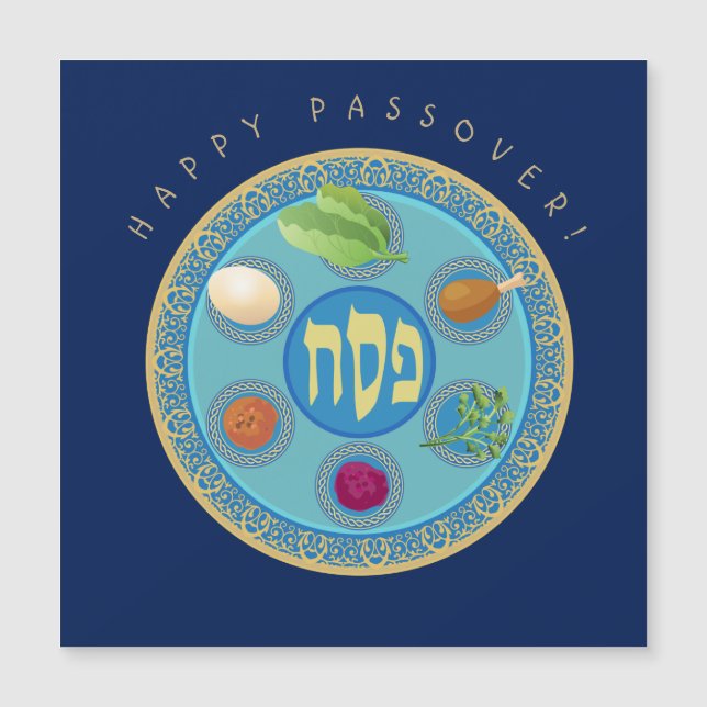 Feliz Passover Night Party Pesach Seder Magnético (Frente)
