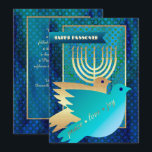 Feliz Passover. Tranquilidade e Cartão Menorah<br><div class="desc">Feliz Passover. O Elegante Doves Festivos de Ouro Festivo e Cartão de Saudação Simples de Passover de Menorah. Cartões e presentes disponíveis na Categoria Feriados Judeus da nossa loja.</div>