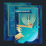 Feliz Passover. Tranquilidade e Cartão Menorah<br><div class="desc">Feliz Passover. O Elegante Doves Festivos de Ouro Festivo e Cartão de Saudação Simples de Passover de Menorah. Cartões e presentes disponíveis na Categoria Feriados Judeus da nossa loja.</div>
