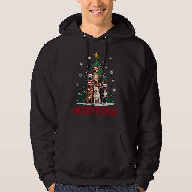 Feliz Pitmas Pitbull Cão Suéter Feio de Natal Tr (Frente)